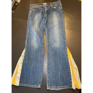Upcycled Levi's 545 Floral Jeans Bell Bottom Size 10 Boho Festival Hippie Funky